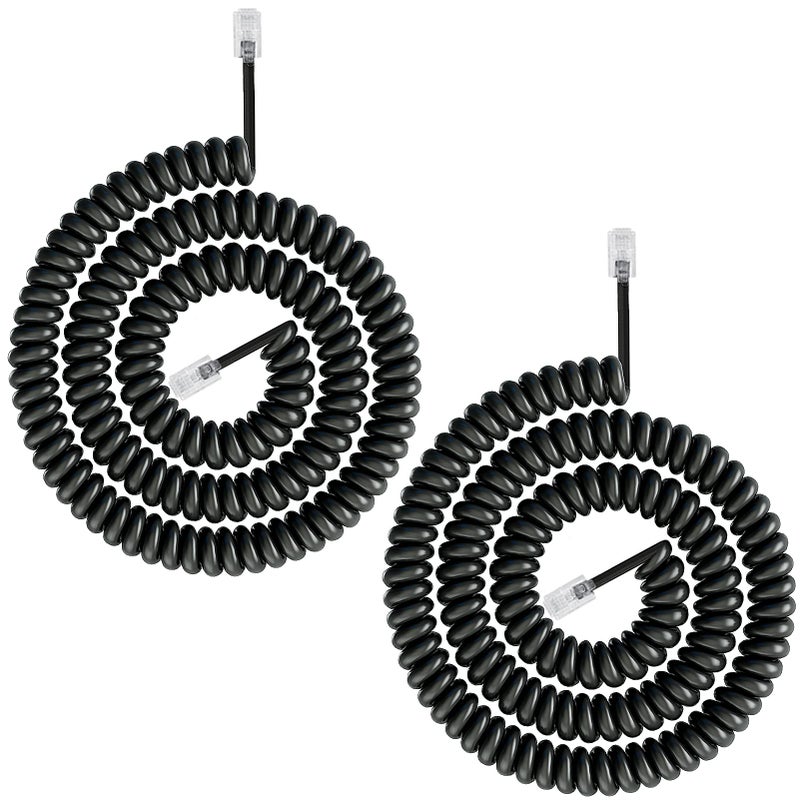 Uvital Telephone Phone Handset Cable Cord, Coiled Length 0.72 to 4.5 Feet Uncoiled Landline Phone Handset Cable Cord RJ9/RJ10/RJ22 4P4C(Black) (4.5ft) - Image 1